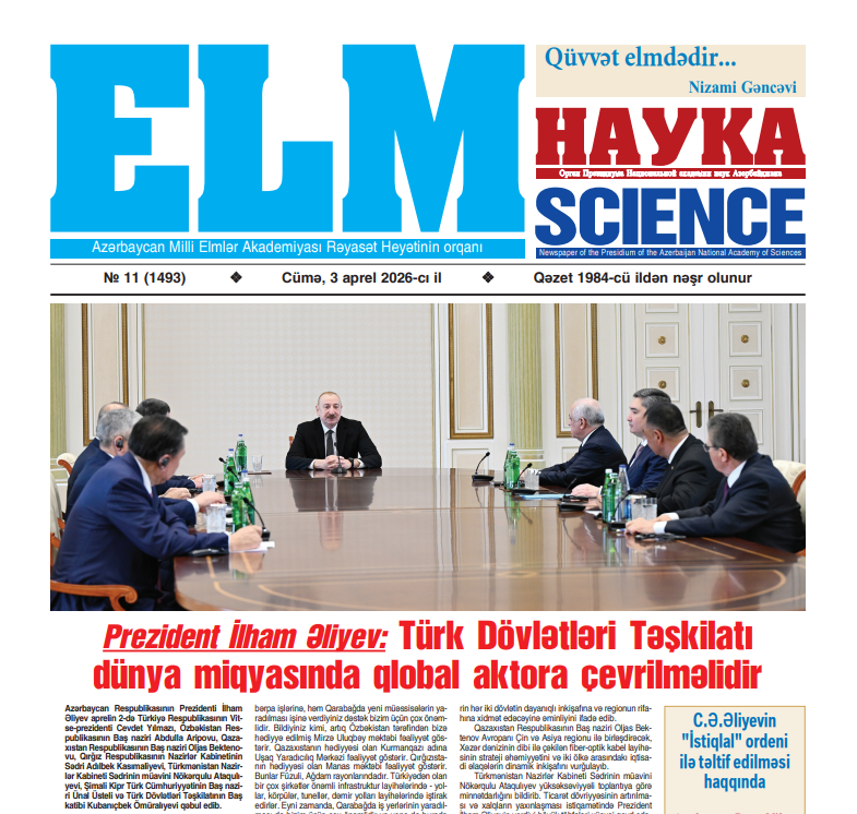 “Elm” qəzetinin növbəti nömrəsi işıq üzü görüb