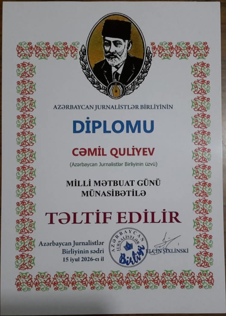 AMEA Lənkəran Regional Elmi Mərkəzinin əməkdaşı Milli Mətbuat Günü münasibətilə təltif olunub